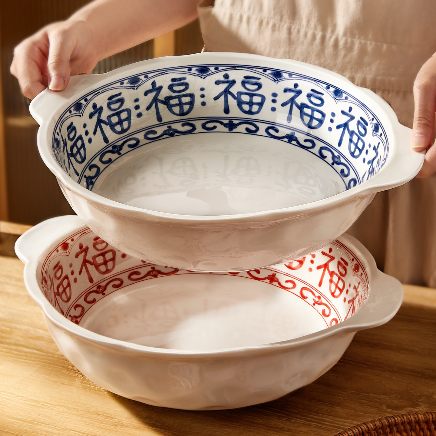 中式酸菜鱼大盆碗家用2025新款双耳陶瓷汤碗12寸特大号水煮鱼汤盆,餐饮具,碗,淘宝优惠券,粉丝福利购,淘宝优惠卷