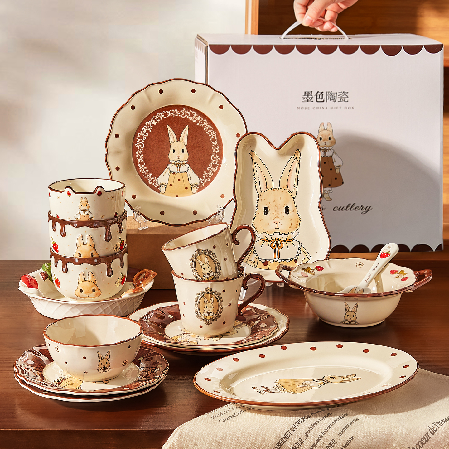 可爱兔子餐具套装新婚结婚送新人