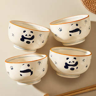可爱熊猫米饭碗家用2026新款高颜值吃饭碗汤碗面碗好看的碗碟餐具