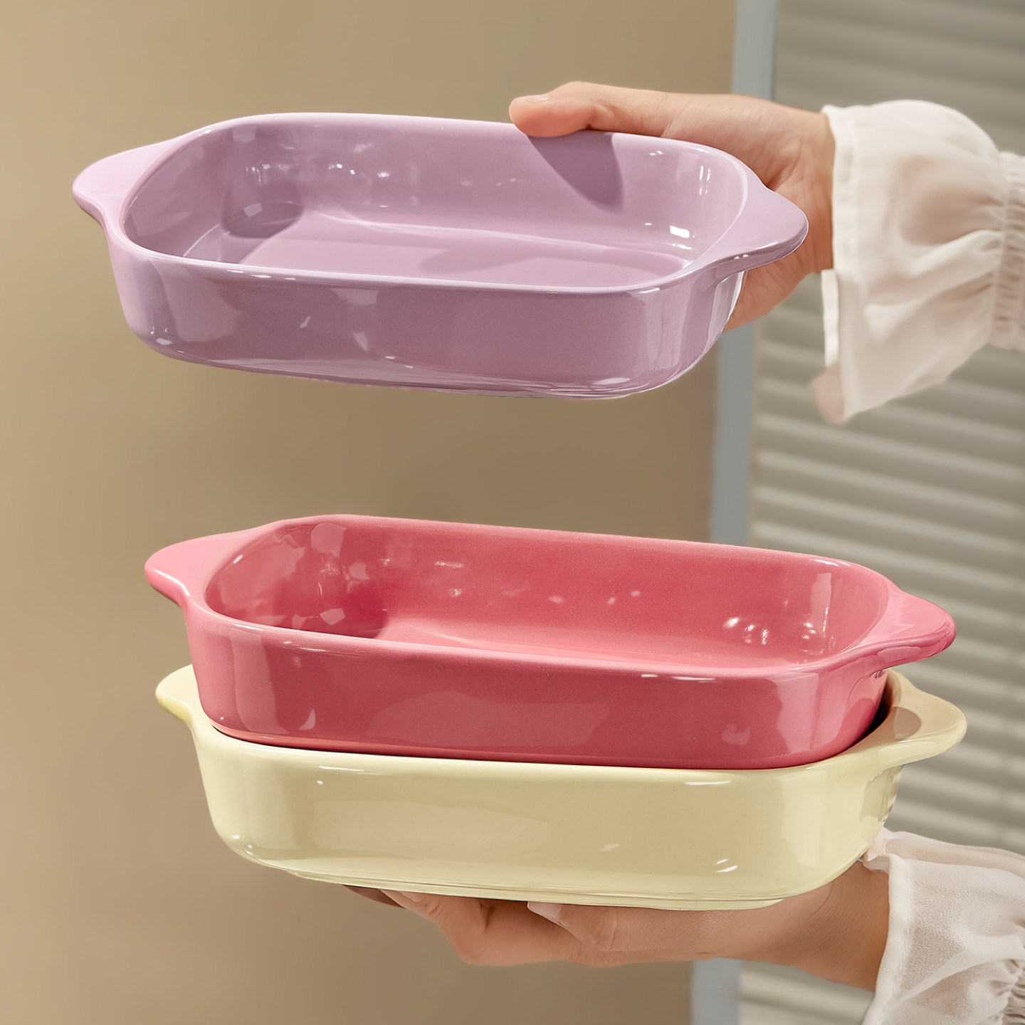 双耳陶瓷烤盘烤箱专用碗高级感菜盘家用高颜值微波炉盘子焗饭盘,餐饮具,盘,淘宝优惠券,粉丝福利购,淘宝优惠卷