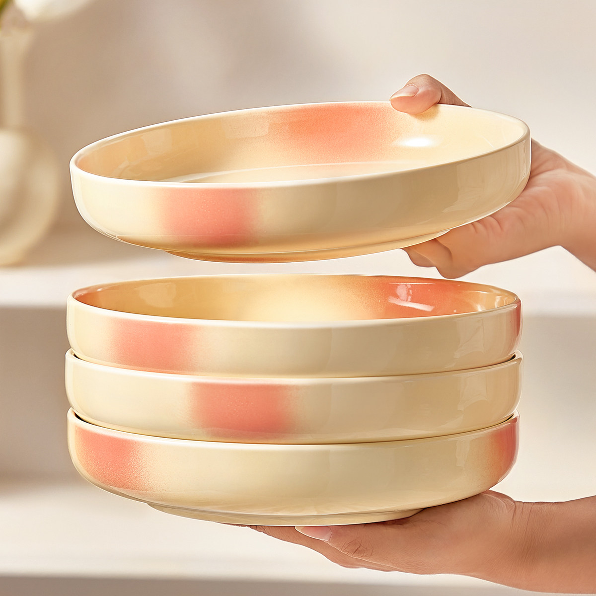 高颜值盘子菜盘2026新款陶瓷碗碟粉色餐具好看的碟子深盘水果盘子,餐饮具,盘,淘宝优惠券,粉丝福利购,淘宝优惠卷