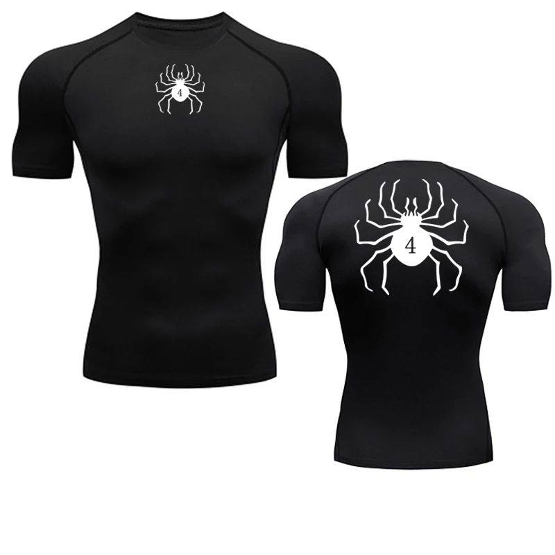 Spider Print Compression Shirts for Men Gym Workout Fitness