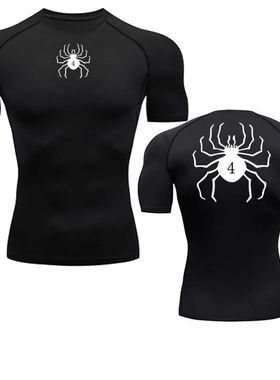 Spider Print Compression Shirts for Men Gym Workout Fitness