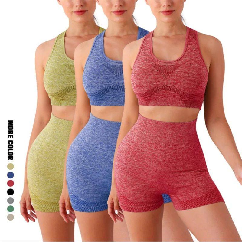 Yoga Set Gym Shorts Women Sport Bras Brassiere Workout Tops