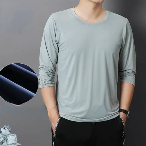 2024 New Men's T-Shirts Long Sleeve Slim Men T-Shirt Young