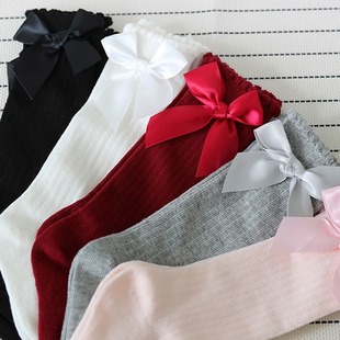 Girls Big Long Socks Soft儿童袜 High Toddlers Knee Kids Bow