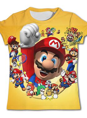 Kids Super Mario T-shirts Boy Cartoon Tops Tees Children's