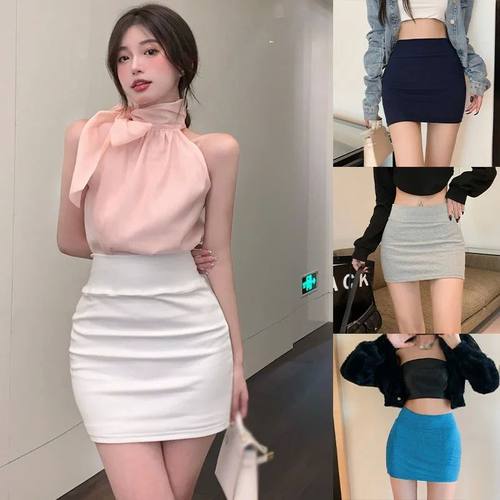 Women's Sexy Hip Wrap Short Skirt High Waist Elastic Slim