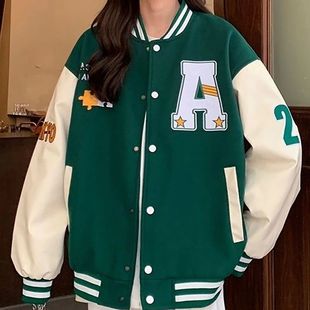 Print Alphabet Baseball Jacket Style Unisex Harajuku Retro