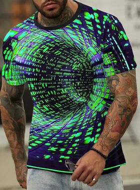 Summer T-Shirt For Men 3D Luminous Printed Short-Sleeve