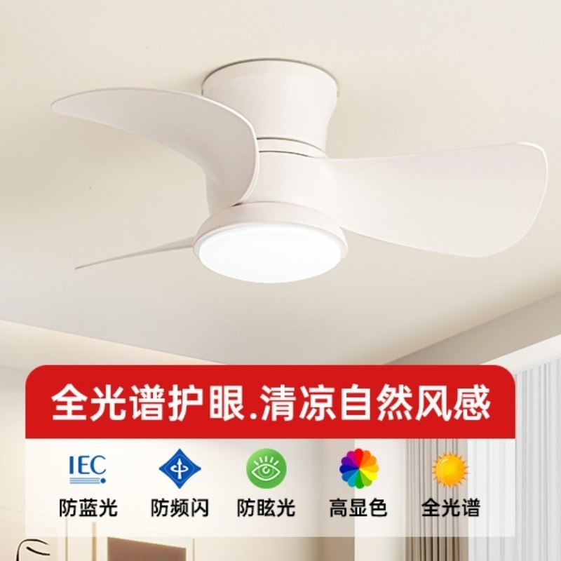 卧室小型吸顶风扇灯大风力阳台过书房餐厅小尺寸风扇一体道儿童房
