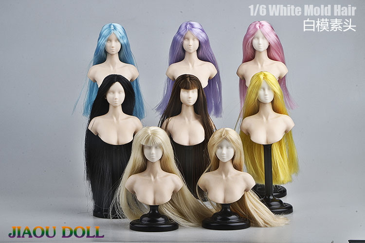 白模练妆头1/6带头发女兵人