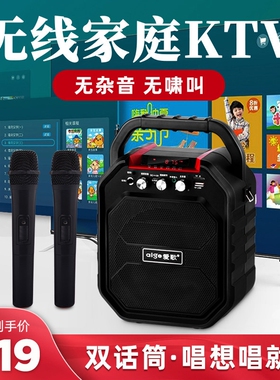 爱歌 S28s28家用k歌音响蓝牙音箱小型庭带无线话筒唱歌低音炮便携