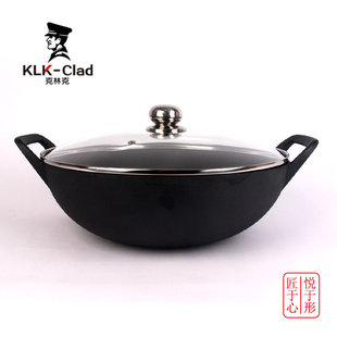 KLK 平底锅无涂层不粘锅电磁炉通用炒锅 Clad克林克铸铁锅家用老式