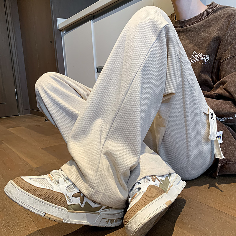 直播仿羊绒直筒休闲裤男大码宽松显瘦垂感针织毛呢裤K868P60，男装休闲裤，电商A073