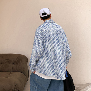 潮流时尚几何印花长袖衬衫男大码宽松百搭防晒衬衣外头CS2113图片