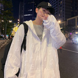 发泡印花连帽开衫卫衣男大码宽松潮流百搭外套WY2123P65控价88，男装卫衣，电商A073
