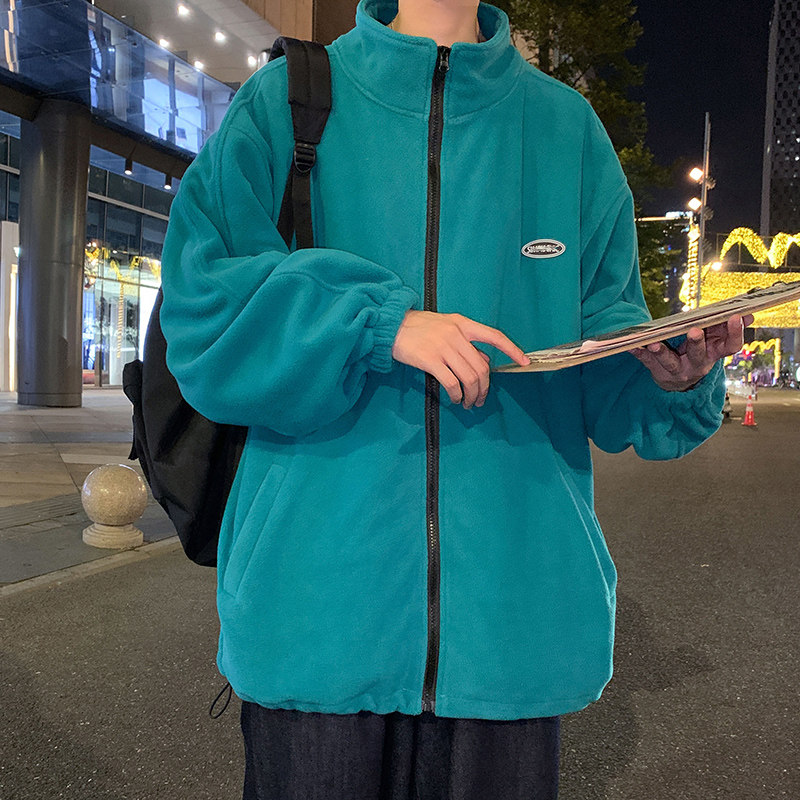 潮流拼接双面摇粒绒卫衣男女百搭保暖外套WY2112P60图片