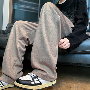 直播仿羊绒直筒休闲裤男大码宽松显瘦垂感针织毛呢裤 K868P60,男装休闲裤,电商A073