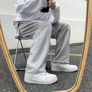 潮流拼接直筒休闲裤男大码宽松拖地长裤图片
