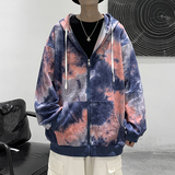 潮流扎染渐变连帽卫衣男女同款拉链开衫外套班服WY210，男装卫衣，电商A073