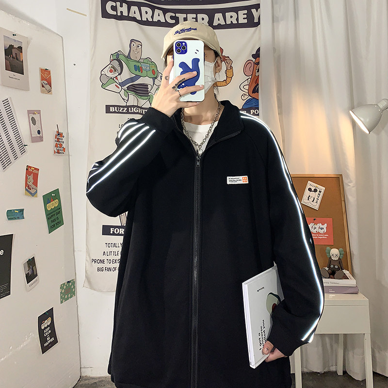 反光炸街立领卫衣男大码休闲运动套装上衣裤子TZ335,男装卫衣,电商A073