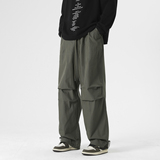 秋季情侣潮流褶皱伞兵裤男士百搭休闲裤阔腿冰丝束脚裤K718P55，男装休闲裤，电商A073