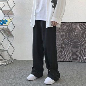 轻薄垂顺暗扣束脚西裤男女同款拖地休闲长裤图片