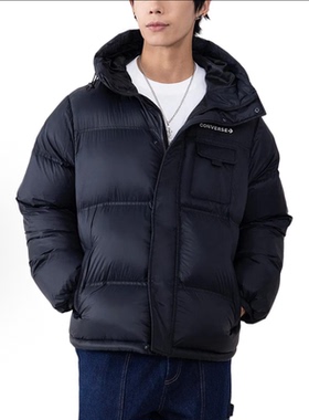 Converse匡威冬款黑色男子连帽防风保暖棉服休闲外套UCJ146-023