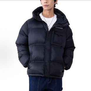 Converse匡威冬款黑色男子连帽防风保暖棉服休闲外套UCJ146-023
