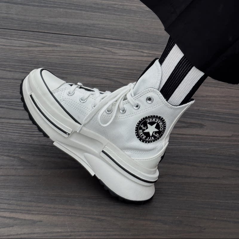 Converse匡威Run Stsr CX米白色高帮轻便厚底增高帆布鞋女A07112C