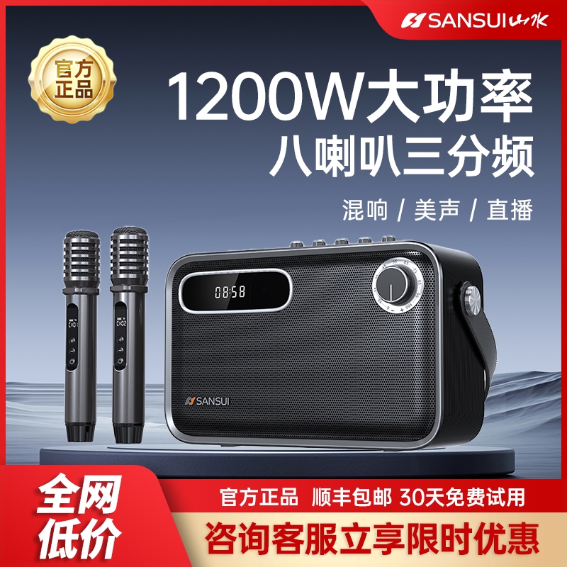山水广场舞蓝牙音响户外唱k歌家机音箱话筒2025新款庭ktv声卡一体