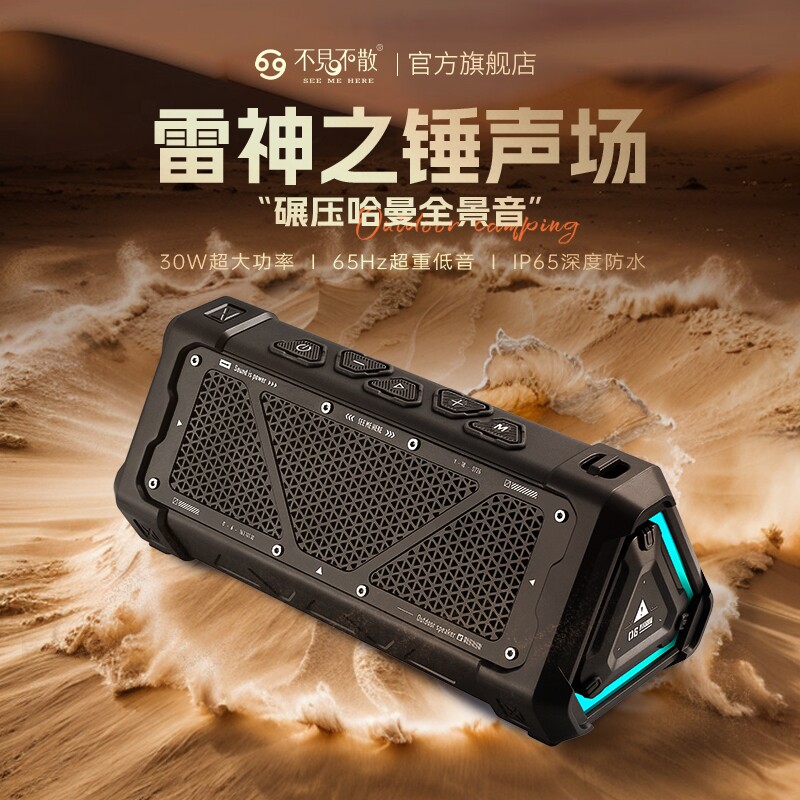 不见不散户外车载蓝牙音箱便携式器插卡超重低音炮防水小音响播放