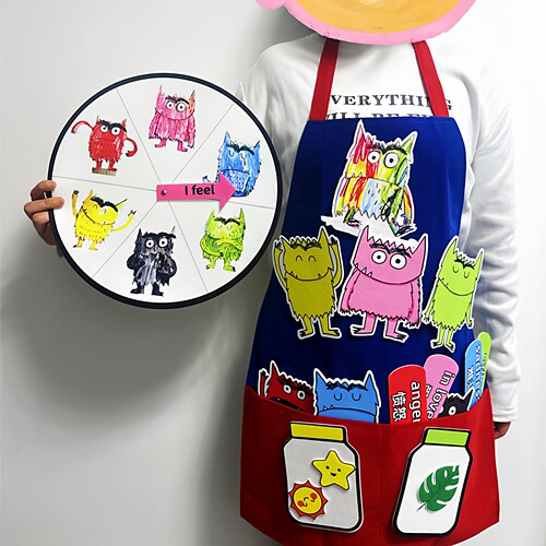 情绪小怪兽转盘毛毡布英语教具