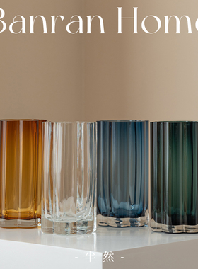 半然玻璃花瓶摆件客厅插花高级感透明办公桌插花水养鲜花餐桌简约