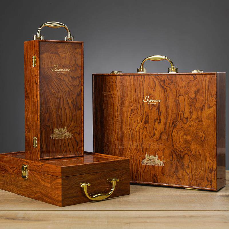 portable red wine gift box packaging case wood customized