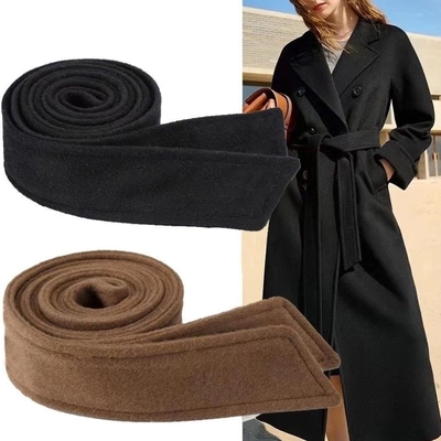 黑色双面呢羊绒大衣腰带装饰通用毛呢大衣配饰配件蝴蝶结百搭女士