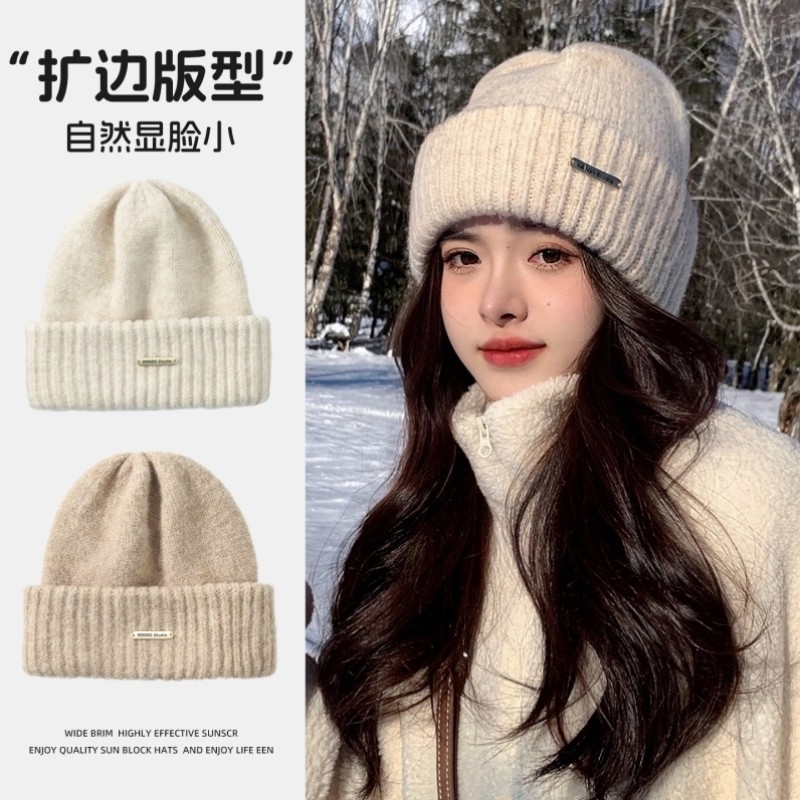 雪山帽子女秋冬季登山滑雪针织毛线帽户外川西东北旅游大头围冷帽