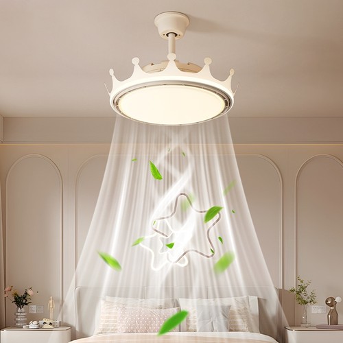 儿童房静音无叶吊扇灯护眼无频闪