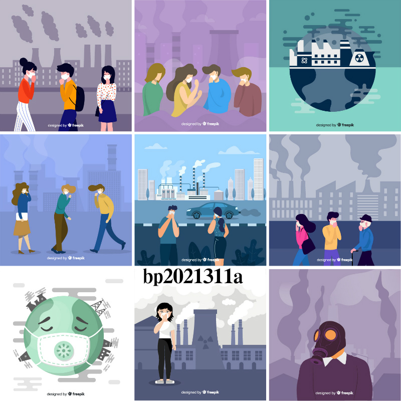 空气污染环境人物场景插画ai矢量素材an/flash/mg动画素材