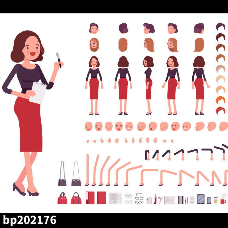 an扁平化人物素材mg动画飞碟说一读矢量素材flash/animate/ai格式