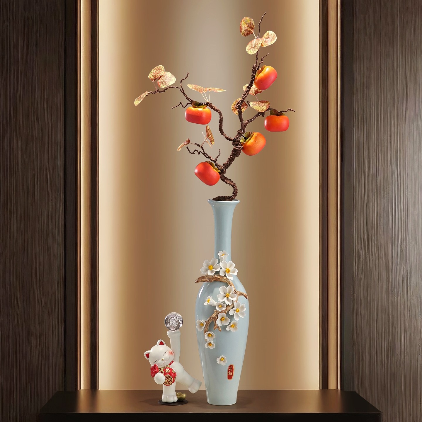 陶瓷花瓶客厅插花高奢大摆件手工花器客厅玄关电视柜壁龛乔迁装饰