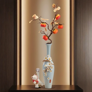 陶瓷花瓶客厅插花高奢大摆件手工花器客厅玄关电视柜壁龛乔迁装 饰