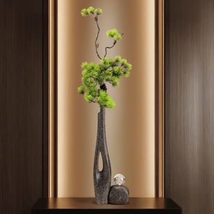 入户门玄关摆件客厅壁龛细长竖高花瓶中古风现代高级感装 饰艺术品