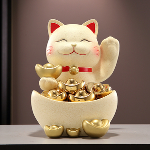 饰品乔迁礼物 柜装 招财猫元 宝入户玄关钥匙收纳摆件客厅旺宅门口鞋