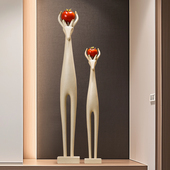 入户玄关壁龛摆件鹿细长竖高级感小众客厅电视柜软装 饰抽象艺术品