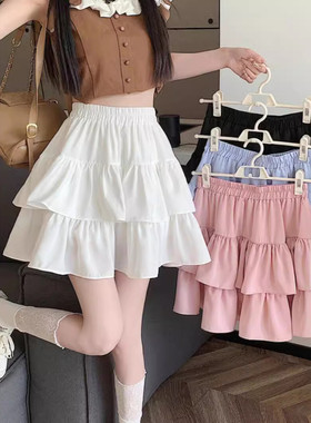 大码半身裙女春夏季超火梨形身材高腰a字蛋糕裙小个子蓬蓬短裙子