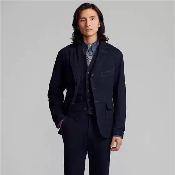 Yuan, 2R American Retro Style Original Version Without Shoulder Pads Custom Woven Herringbone Denim Suit Casual Slim Fit Tb24