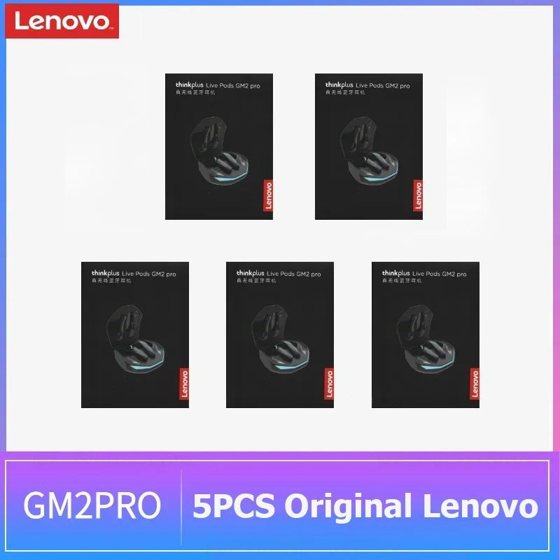5PCS Original Lenovo GM2 Pro TWS Wireless Bluetooth Headset