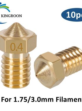 KINGROON 10pcs V5 V6 E3D Nozzle 0.2 0.3 0.4 0.5 0.6 0.8 1.0m